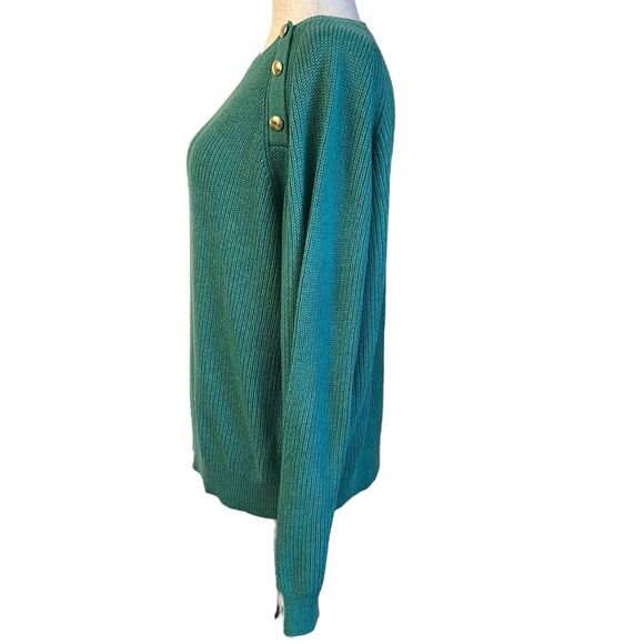 J. Crew Women’s Button Raglan Cotton Blend Crewneck Sweater Kelly Green Size XL - Picture 12 of 12